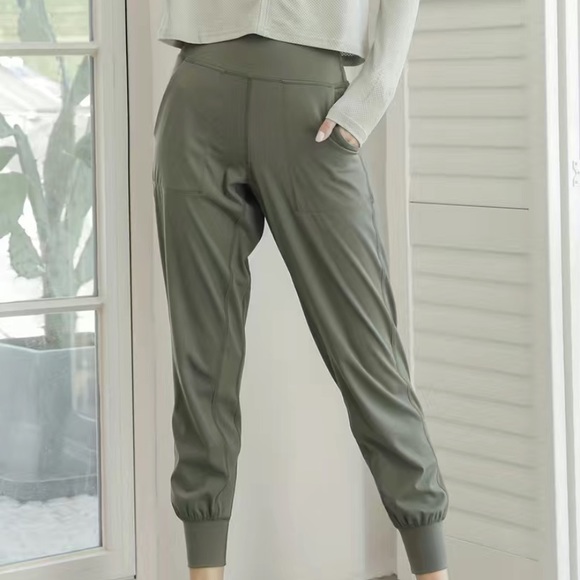 High waist joggers leggings olive green buttery - Picture 1 of 2